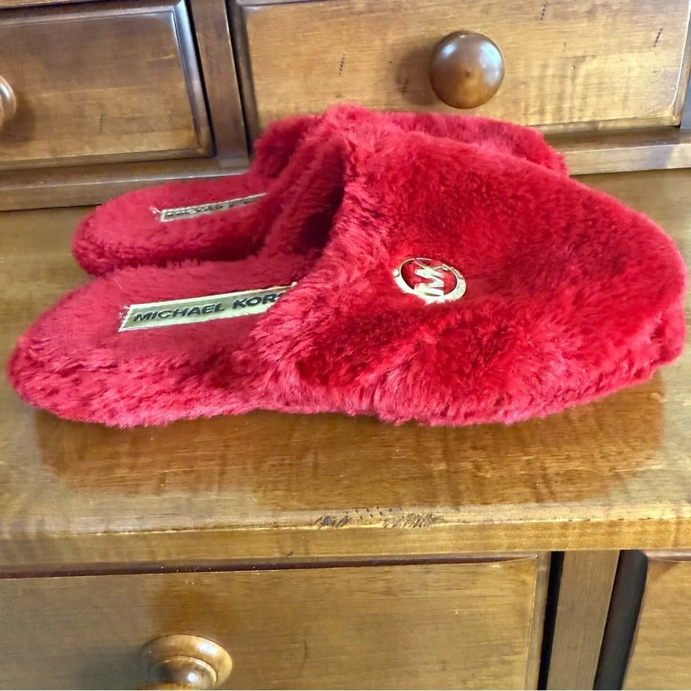 Michael Kors jet set red Slippers with Gold tone logo woman Large